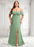 Micah Trumpet/Mermaid Off the Shoulder V-Neck Floor-Length Chiffon Bridesmaid Dress BF2P0025810