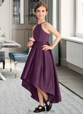 Jamie A-Line Scoop Neck Asymmetrical Satin Junior Bridesmaid Dress With Ruffle BF2P0013481