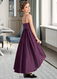 Jamie A-Line Scoop Neck Asymmetrical Satin Junior Bridesmaid Dress With Ruffle BF2P0013481