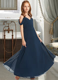 Mckayla A-Line Off-the-Shoulder Floor-Length Chiffon Junior Bridesmaid Dress BF2P0013485