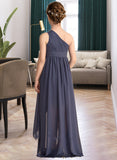 Melody A-Line One-Shoulder Asymmetrical Chiffon Junior Bridesmaid Dress With Ruffle BF2P0013489