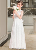 Bryanna A-Line Scoop Neck Floor-Length Lace Junior Bridesmaid Dress With Sash Bow(s) BF2P0013490