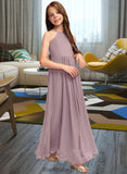 Aileen A-Line Scoop Neck Floor-Length Chiffon Junior Bridesmaid Dress With Cascading Ruffles BF2P0013492