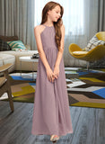 Aileen A-Line Scoop Neck Floor-Length Chiffon Junior Bridesmaid Dress With Cascading Ruffles BF2P0013492