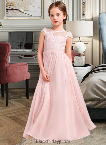 Jayleen A-LineScoopNeckFloor-LengthChiffonLaceJuniorBridesmaidDress#81155 BF2P0013502