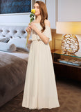 Abril A-Line Scoop Neck Floor-Length Chiffon Junior Bridesmaid Dress BF2P0013503