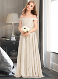 Violet A-Line Off-the-Shoulder Floor-Length Chiffon Lace Junior Bridesmaid Dress BF2P0013514