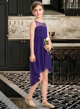 Ruby A-Line Scoop Neck Asymmetrical Chiffon Junior Bridesmaid Dress With Ruffle BF2P0013515