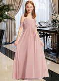 Amina A-Line Off-the-Shoulder Floor-Length Chiffon Junior Bridesmaid Dress With Cascading Ruffles BF2P0013553