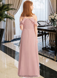 Amina A-Line Off-the-Shoulder Floor-Length Chiffon Junior Bridesmaid Dress With Cascading Ruffles BF2P0013553