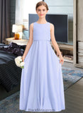 Reagan A-Line Scoop Neck Floor-Length Chiffon Junior Bridesmaid Dress BF2P0013558