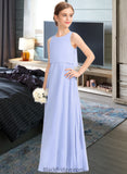 Reagan A-Line Scoop Neck Floor-Length Chiffon Junior Bridesmaid Dress BF2P0013558