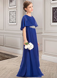 Nyasia A-Line Scoop Neck Floor-Length Chiffon Junior Bridesmaid Dress With Ruffle Beading BF2P0013560