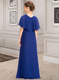 Nyasia A-Line Scoop Neck Floor-Length Chiffon Junior Bridesmaid Dress With Ruffle Beading BF2P0013560