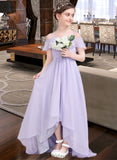 Jayla A-Line Off-the-Shoulder Asymmetrical Chiffon Junior Bridesmaid Dress With Cascading Ruffles BF2P0013566