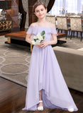 Jayla A-Line Off-the-Shoulder Asymmetrical Chiffon Junior Bridesmaid Dress With Cascading Ruffles BF2P0013566