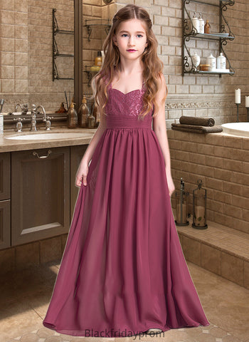 Laci A-Line Sweetheart Floor-Length Chiffon Junior Bridesmaid Dress With Ruffle BF2P0013568