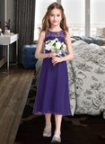 Nathalie A-Line Scoop Neck Tea-Length Chiffon Junior Bridesmaid Dress BF2P0013569