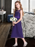 Nathalie A-Line Scoop Neck Tea-Length Chiffon Junior Bridesmaid Dress BF2P0013569