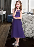 Nathalie A-Line Scoop Neck Tea-Length Chiffon Junior Bridesmaid Dress BF2P0013569