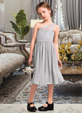 Donna A-Line One-Shoulder Knee-Length Chiffon Lace Junior Bridesmaid Dress BF2P0013571