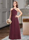 Meghan A-Line V-neck Floor-Length Chiffon Junior Bridesmaid Dress BF2P0013577