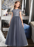 Isabelle Ball-Gown/Princess Scoop Neck Floor-Length Tulle Lace Junior Bridesmaid Dress BF2P0013578