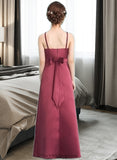 Noemi A-Line Square Neckline Floor-Length Satin Junior Bridesmaid Dress With Bow(s) BF2P0013585