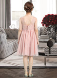 Bianca A-Line V-neck Knee-Length Chiffon Junior Bridesmaid Dress With Bow(s) BF2P0013586