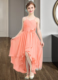 Rhianna A-Line Sweetheart Asymmetrical Chiffon Junior Bridesmaid Dress With Ruffle Flower(s) BF2P0013587