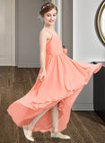 Rhianna A-Line Sweetheart Asymmetrical Chiffon Junior Bridesmaid Dress With Ruffle Flower(s) BF2P0013587