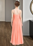 Rhianna A-Line Sweetheart Asymmetrical Chiffon Junior Bridesmaid Dress With Ruffle Flower(s) BF2P0013587