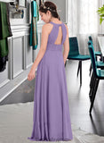 Undine A-Line Scoop Neck Floor-Length Chiffon Junior Bridesmaid Dress With Ruffle BF2P0013588