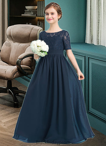 Milagros A-LineScoopNeckFloor-LengthChiffonJuniorBridesmaidDress#148411 BF2P0013631