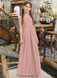 Dakota A-Line Scoop Neck Floor-Length Chiffon Junior Bridesmaid Dress With Ruffle BF2P0013632