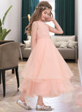 Melanie A-Line Scoop Neck Ankle-Length Organza Junior Bridesmaid Dress With Beading Sequins BF2P0013633