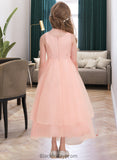 Melanie A-Line Scoop Neck Ankle-Length Organza Junior Bridesmaid Dress With Beading Sequins BF2P0013633