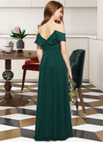 Bria A-Line Off-the-Shoulder Floor-Length Chiffon Junior Bridesmaid Dress With Cascading Ruffles BF2P0013635