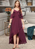 Kendal A-Line Off-the-Shoulder Asymmetrical Chiffon Junior Bridesmaid Dress With Cascading Ruffles BF2P0013636