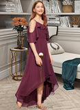 Kendal A-Line Off-the-Shoulder Asymmetrical Chiffon Junior Bridesmaid Dress With Cascading Ruffles BF2P0013636