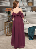 Kendal A-Line Off-the-Shoulder Asymmetrical Chiffon Junior Bridesmaid Dress With Cascading Ruffles BF2P0013636