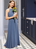 Judy A-Line Scoop Neck Floor-Length Chiffon Junior Bridesmaid Dress With Ruffle BF2P0013641