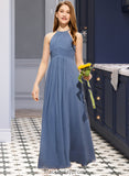 Judy A-Line Scoop Neck Floor-Length Chiffon Junior Bridesmaid Dress With Ruffle BF2P0013641