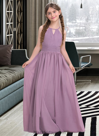 Aliya A-LineScoopNeckFloor-LengthChiffonJuniorBridesmaidDressWithRuffle#119580 BF2P0013647