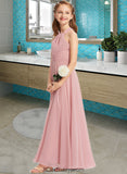 Aileen A-Line Square Neckline Floor-Length Chiffon Junior Bridesmaid Dress With Ruffle BF2P0013651