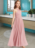 Aileen A-Line Square Neckline Floor-Length Chiffon Junior Bridesmaid Dress With Ruffle BF2P0013651