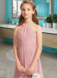 Aileen A-Line Square Neckline Floor-Length Chiffon Junior Bridesmaid Dress With Ruffle BF2P0013651