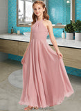 Aileen A-Line Square Neckline Floor-Length Chiffon Junior Bridesmaid Dress With Ruffle BF2P0013651