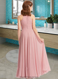 Aileen A-Line Square Neckline Floor-Length Chiffon Junior Bridesmaid Dress With Ruffle BF2P0013651