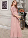 Peyton A-Line Scoop Neck Floor-Length Chiffon Lace Junior Bridesmaid Dress BF2P0013657